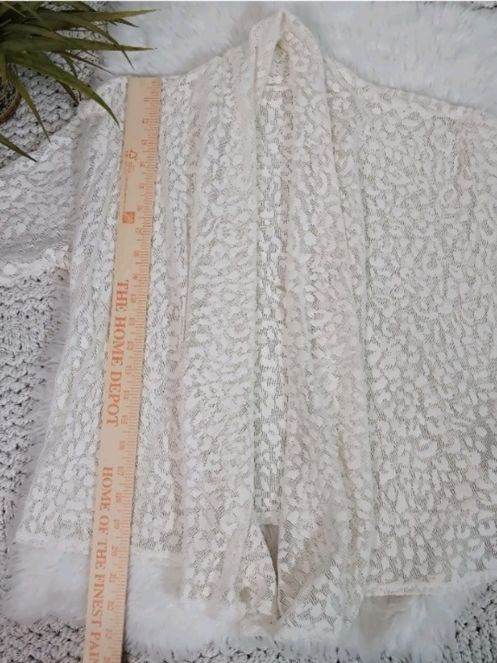 Ruby Rd. Cream Lace Lightweight Waterfall Open Cardigan - Picture 6 of 8